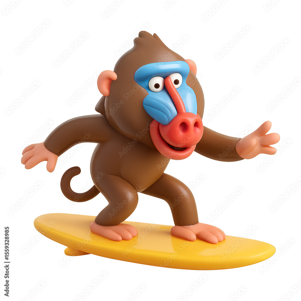 Naklejka premium PNG Playful monkey surfing adventure