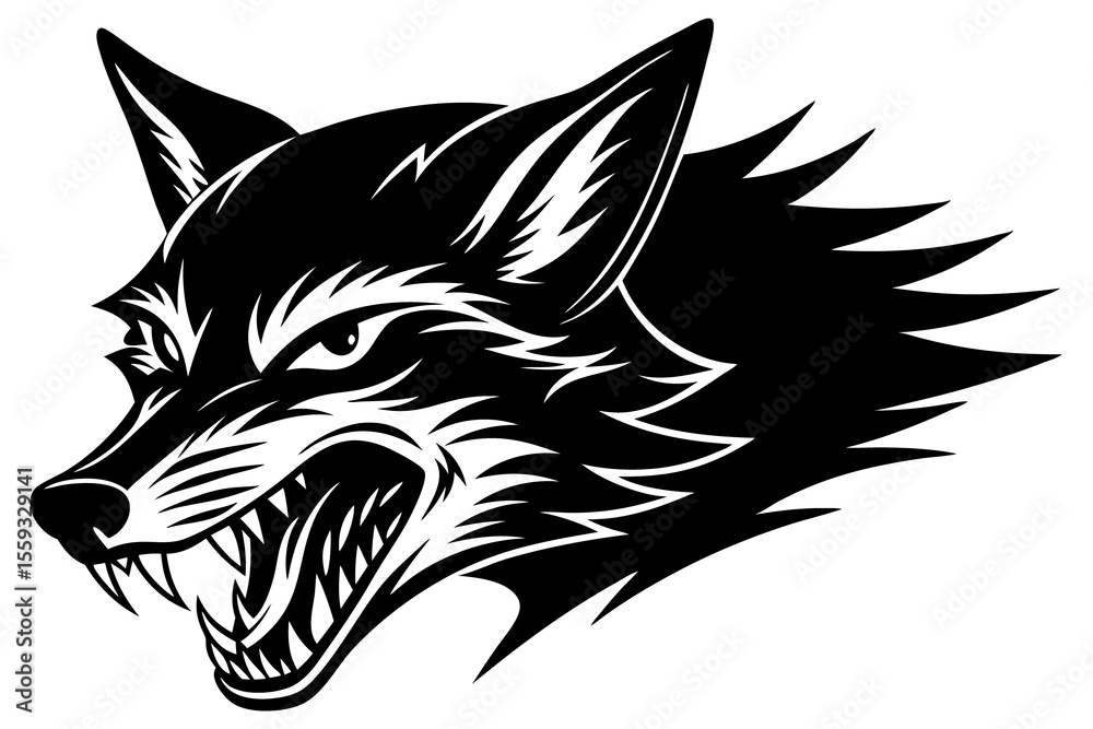 Obraz premium Fierce Fox Head Growling Vector Illustration