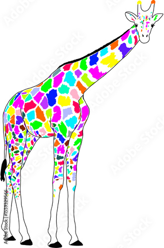 colorful giraffe, colorful, colorful animal