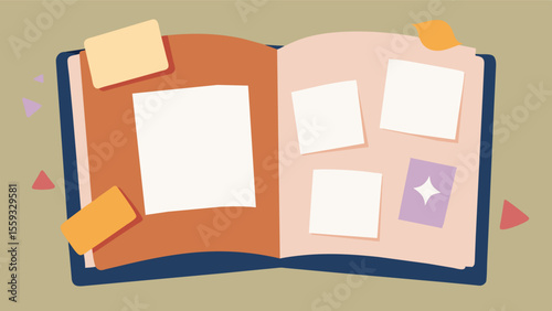 The pages of the journal are a bittersweet reminder of the past as blank spaces indicate forgotten memories.. Vector illustration