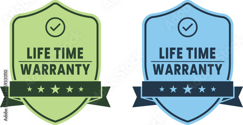 Lifetime Warranty Logo Badge for Websites and E-commerce Storefronts – Trust Seal, Shield sign with ribbon illustration