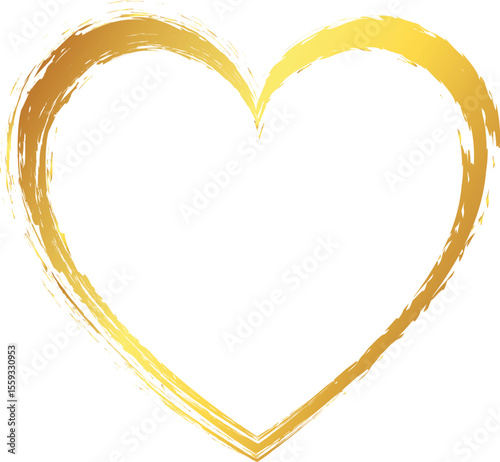 gold brush painted stamp heart frame banner - Valentine's Day concept	