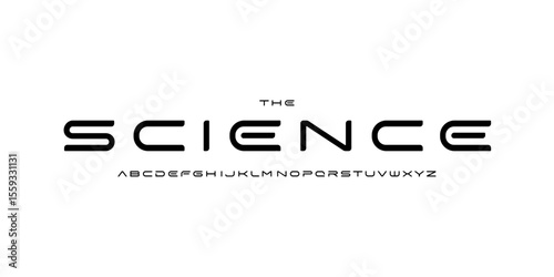 Science technology font, futuristic alphabet for scientific headline, medical digital product logo, display device typography, app UI typographic design. Modern vector typeset.