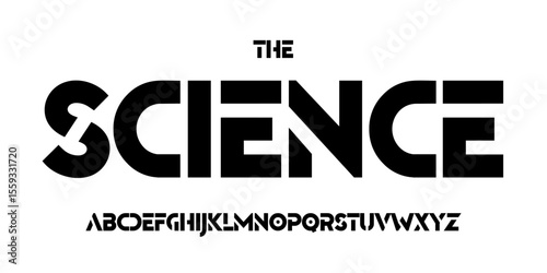 Science technology font, futuristic alphabet for scientific headline, medical digital product logo, display device typography, app UI typographic design. Modern vector typeset.