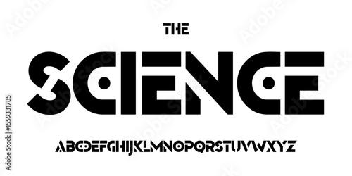 Science technology font, futuristic alphabet for scientific headline, medical digital product logo, display device typography, app UI typographic design. Modern vector typeset.