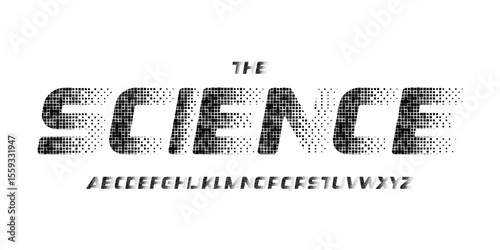 Science technology font, futuristic alphabet for scientific headline, medical digital product logo, display device typography, app UI typographic design. Modern vector typeset.