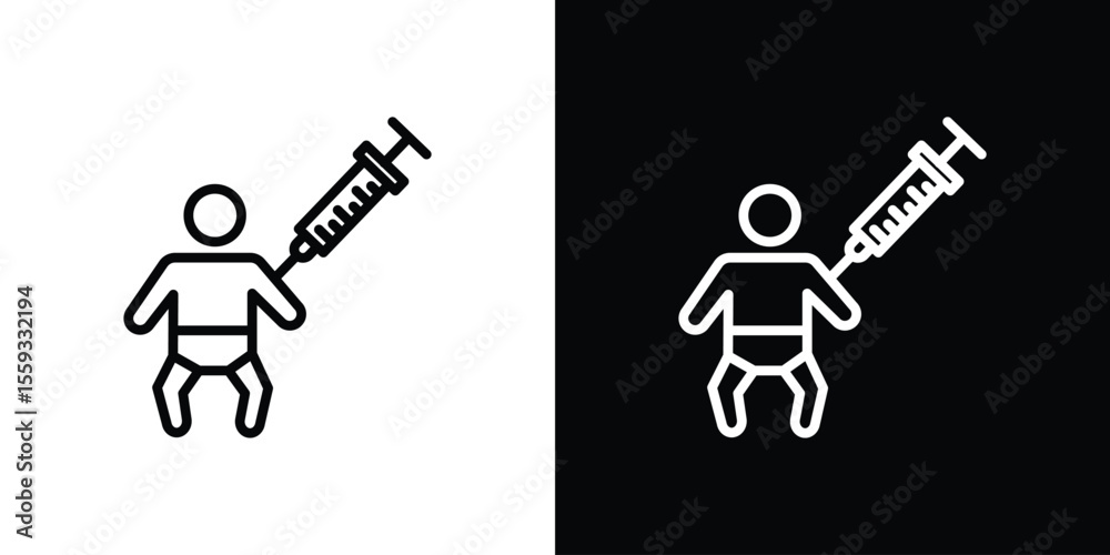 Obraz premium Baby Vaccination icon in trendy stroke thin linear style.