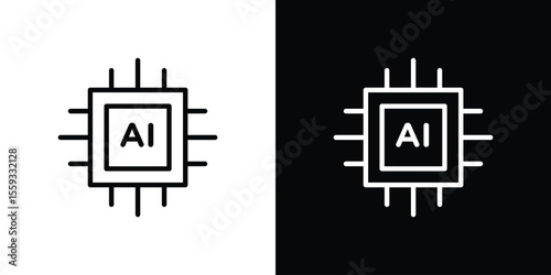 AI icon in trendy stroke thin linear style.