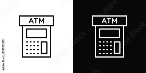 ATM machine icon in trendy stroke thin linear style.