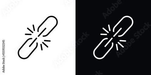 Broken link icon in trendy stroke thin linear style.