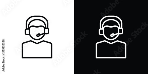 Callcenter icon in trendy stroke thin linear style.