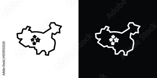 China map icon in trendy stroke thin linear style.