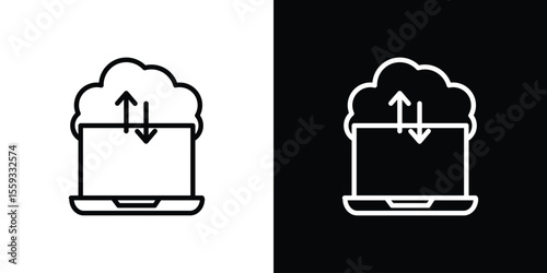 Cloud computing icon in trendy stroke thin linear style.