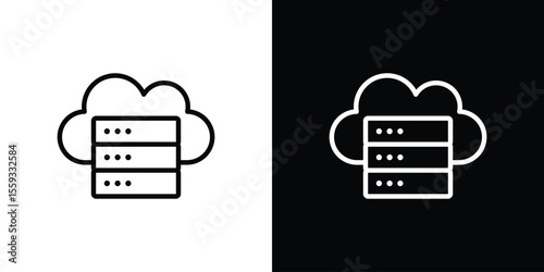Cloud server icon in trendy stroke thin linear style.