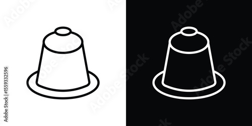 Coffee capsule icon in trendy stroke thin linear style.