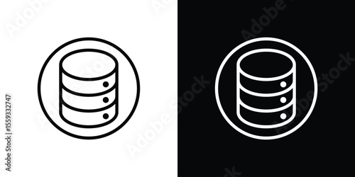 Cylinder database icon in trendy stroke thin linear style.