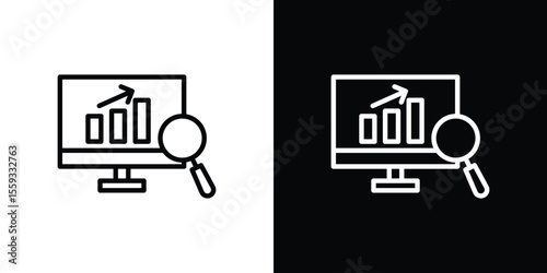 Data Analysing icon in trendy stroke thin linear style.
