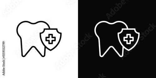 Dental insurance icon in trendy stroke thin linear style.