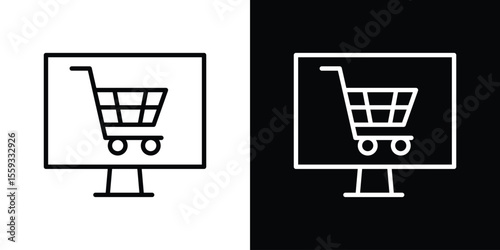 E commerce platform icon in trendy stroke thin linear style.