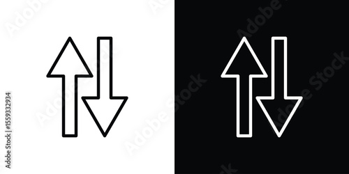 Double arrow icon in trendy stroke thin linear style.