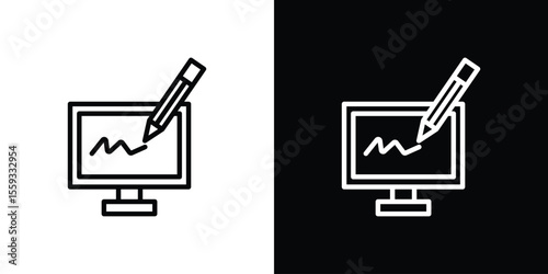 Electronic signature icon in trendy stroke thin linear style.