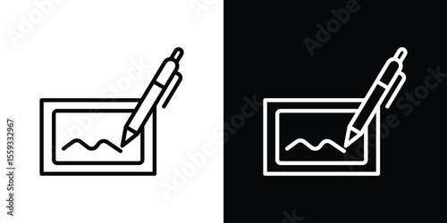 Electronic signature icon in trendy stroke thin linear style.