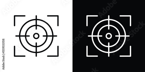 Gun target icon in trendy stroke thin linear style.