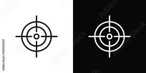 Gun target icon in trendy stroke thin linear style.