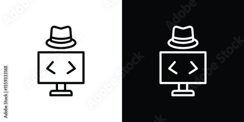 Hacker icon in trendy stroke thin linear style.