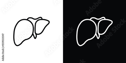 Liver icon in trendy stroke thin linear style.