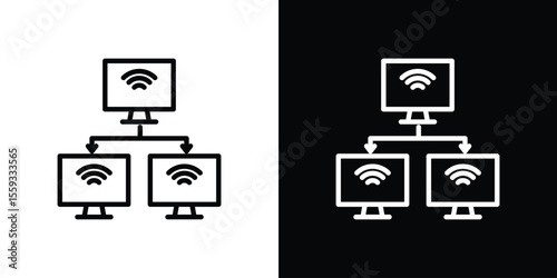 Local network icon in trendy stroke thin linear style.