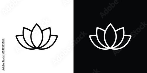 Lotus flower icon in trendy stroke thin linear style.