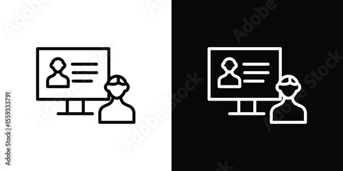 Online course icon in trendy stroke thin linear style.