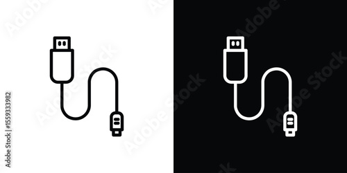 Phone cable icon in trendy stroke thin linear style.