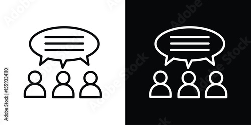 Public opinion icon in trendy stroke thin linear style.