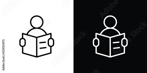 Reading icon in trendy stroke thin linear style.