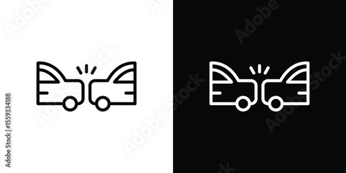 Rear end collision icon in trendy stroke thin linear style.