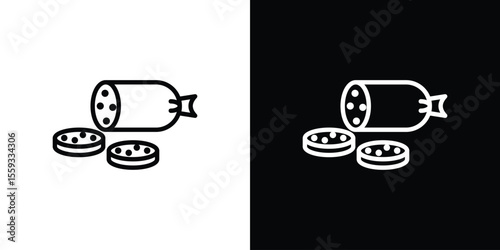 Salami icon in trendy stroke thin linear style.