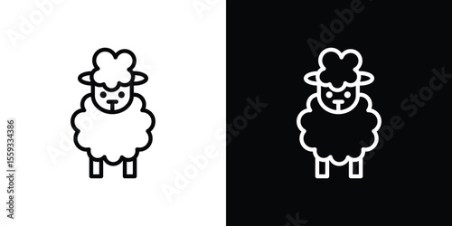 Sheep icon in trendy stroke thin linear style.
