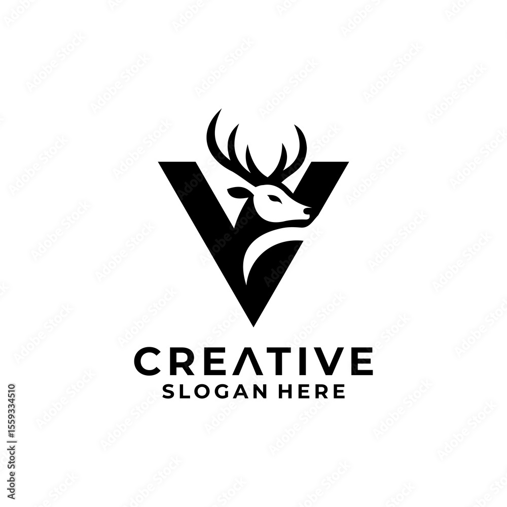 Obraz premium letter V deer logo