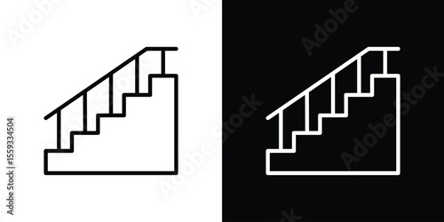 Stairs icon in trendy stroke thin linear style.