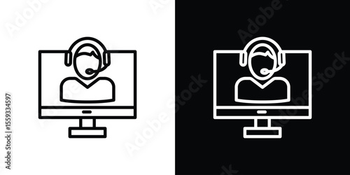 Tech support icon in trendy stroke thin linear style.