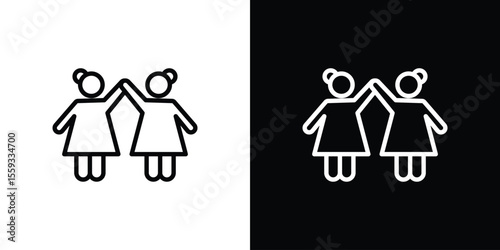 Twin icon in trendy stroke thin linear style.