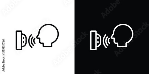 Voice control icon in trendy stroke thin linear style.