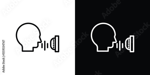 Voice control icon in trendy stroke thin linear style.