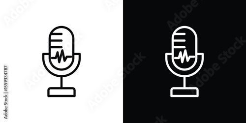 Voice recognition icon in trendy stroke thin linear style.