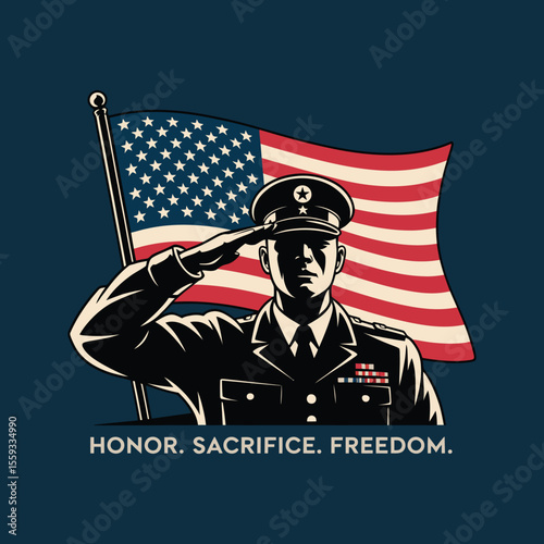 Soldier salutes the american flag honoring sacrifice and freedom