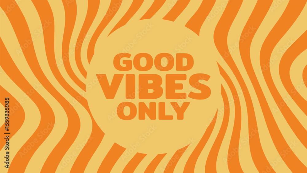 Canvas-taulu Good vibes only text in a retro swirl abstract background