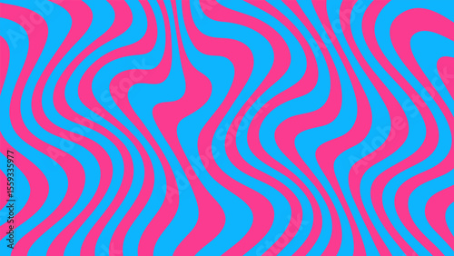 Abstract groovy vector background with wavy psychedelic pattern. Colorful vivid fluid stripes. Trendy retro design for poster.