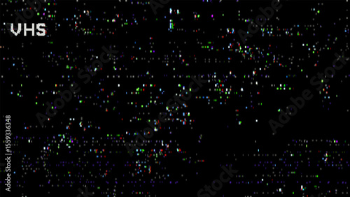 VHS video noise glitch vector. Digital artifact and bad communication signal for retro, vintage, or broadcast error concepts.